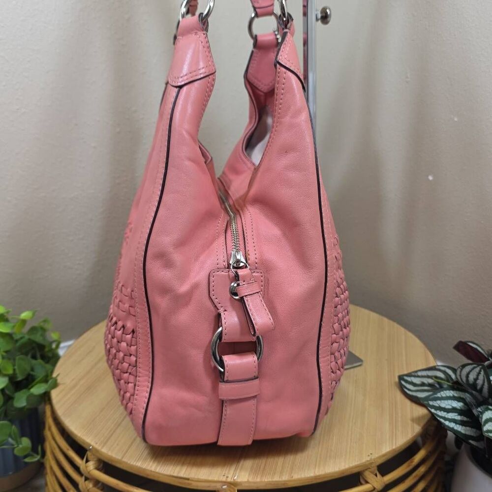 Coach Madison Maggie Woven Leather Shoulder Bag Salmon Pink F23385 Leather - Picture 7 of 16